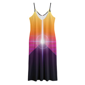 Synthwave Pyramid Print Jersey Midi Cami Dress