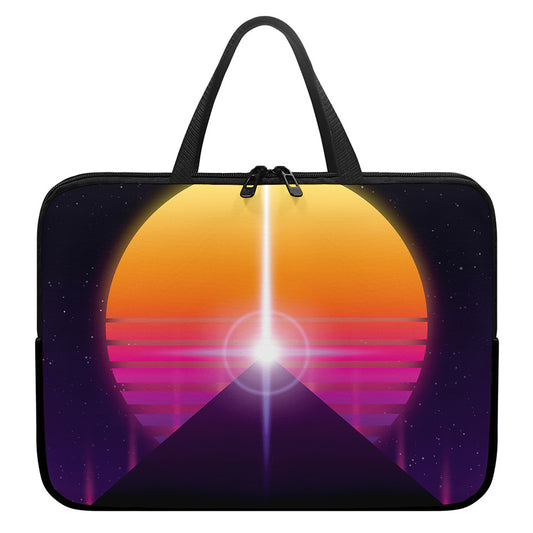 Synthwave Pyramid Print Laptop Sleeve With Handle