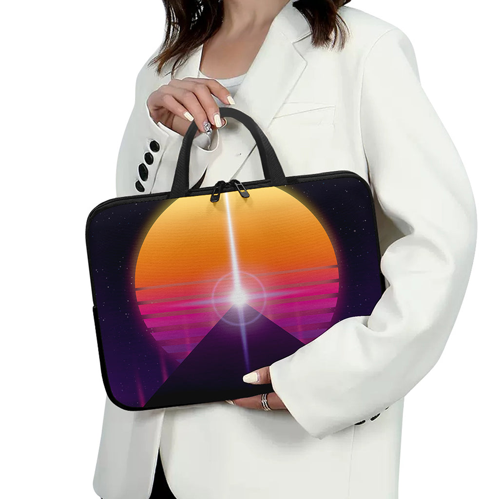Synthwave Pyramid Print Laptop Sleeve With Handle