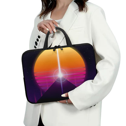 Synthwave Pyramid Print Laptop Sleeve With Handle