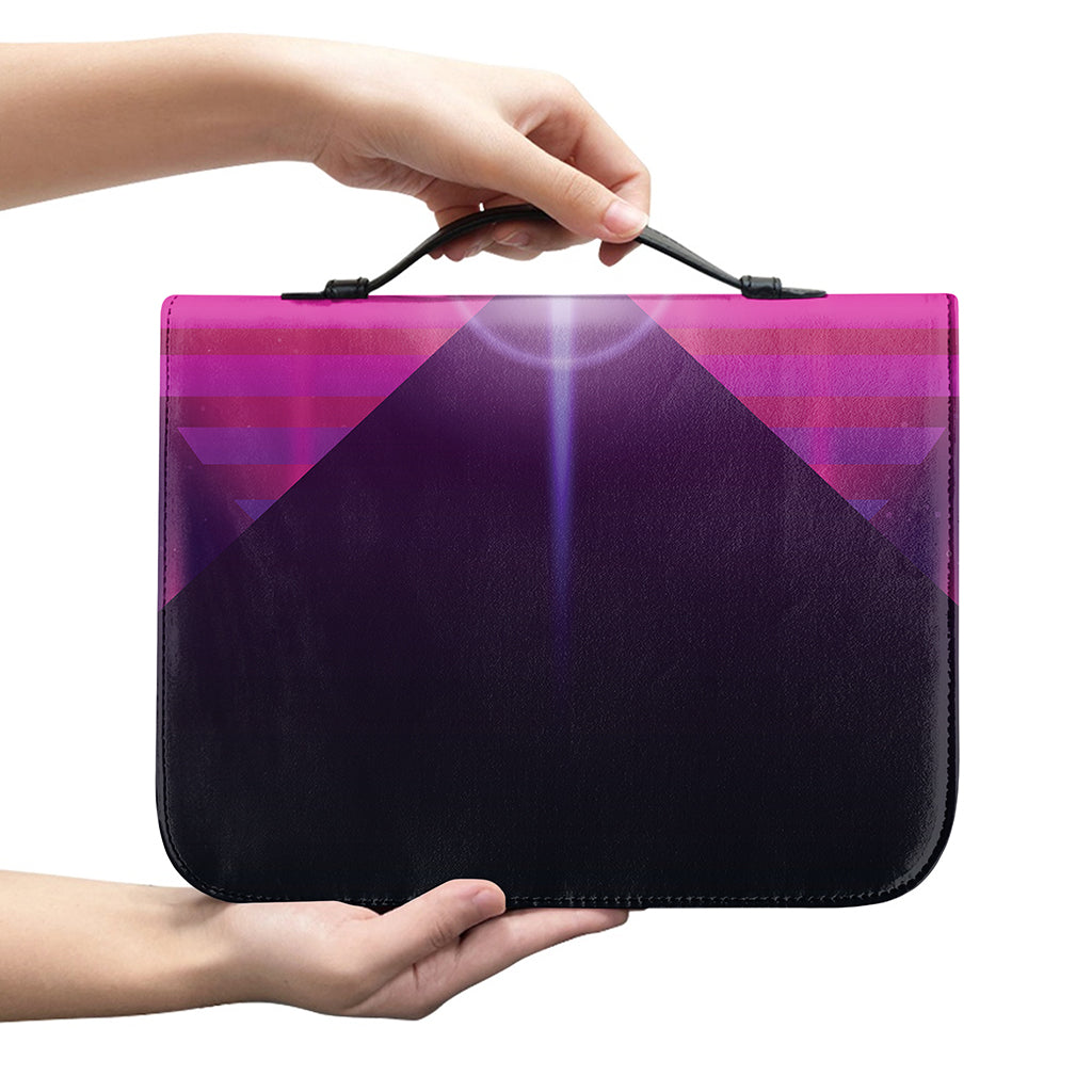 Synthwave Pyramid Print Leather Bible Cover