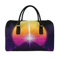 Synthwave Pyramid Print Leather Duffel Bag