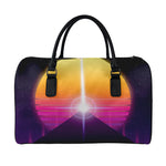 Synthwave Pyramid Print Leather Duffle Bag