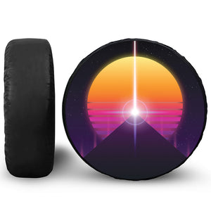 Synthwave Pyramid Print Leather Spare Tire Cover