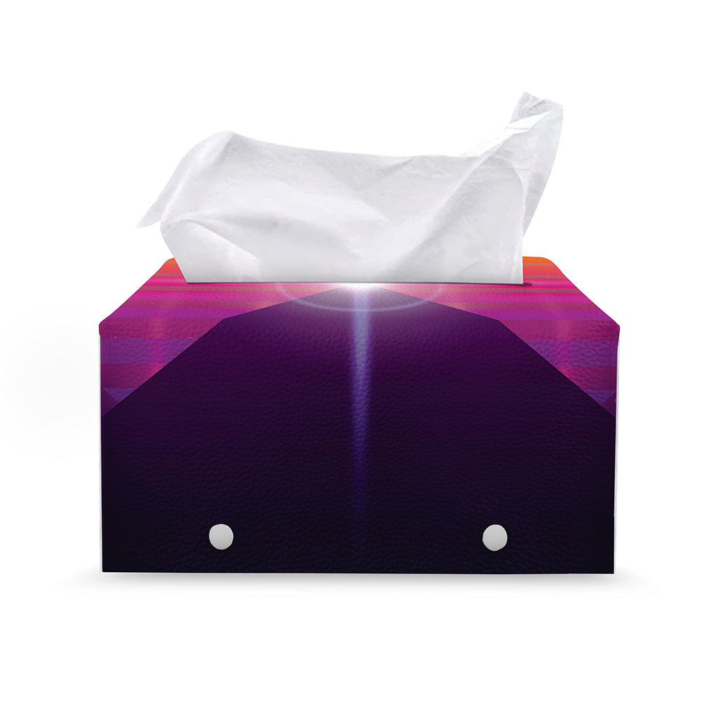 Synthwave Pyramid Print Leather Tissue Box Cover