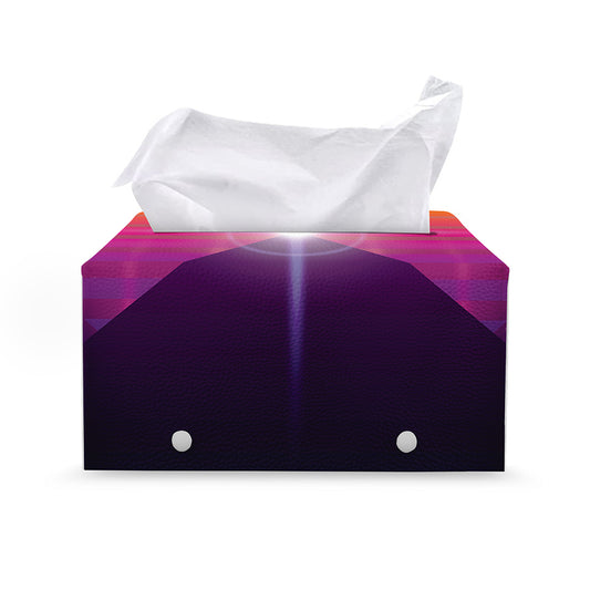 Synthwave Pyramid Print Leather Tissue Box Cover