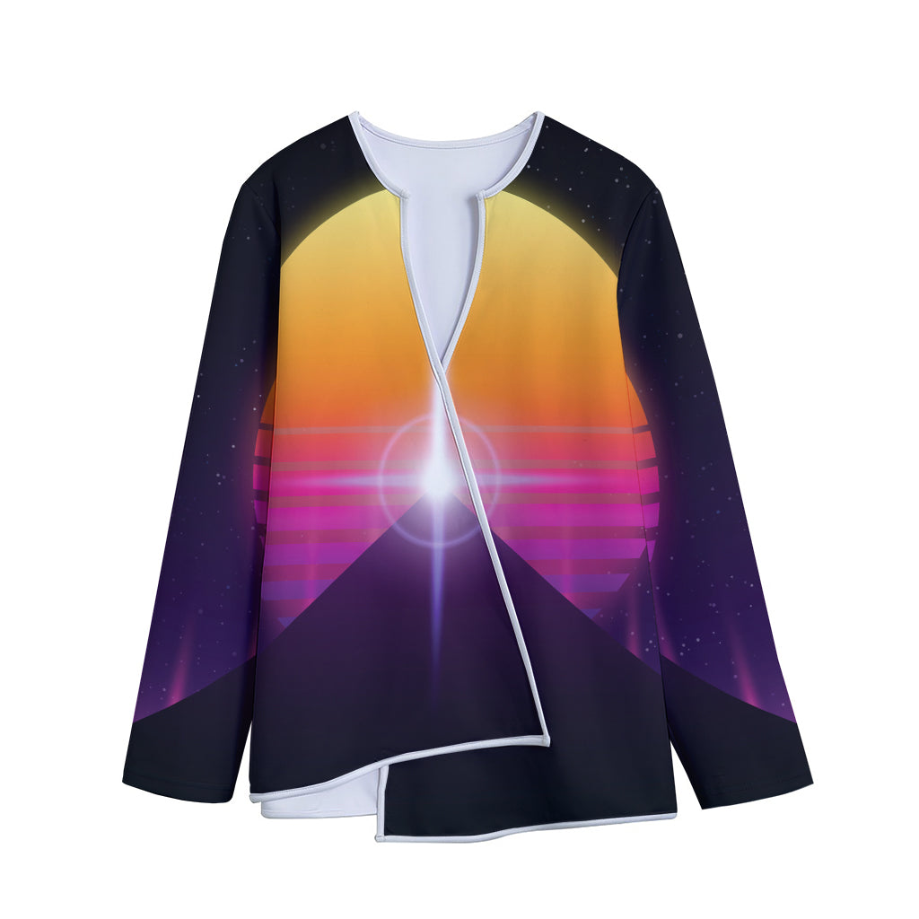 Synthwave Pyramid Print Long Sleeve Short Coat