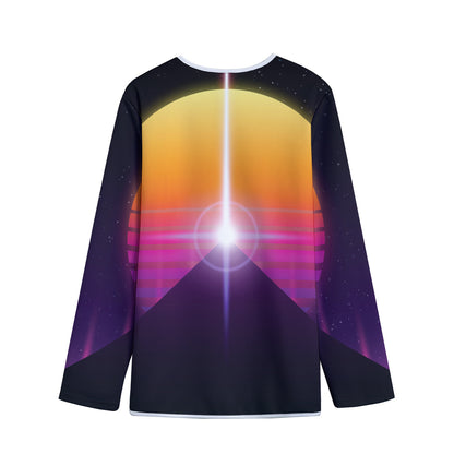 Synthwave Pyramid Print Long Sleeve Short Coat