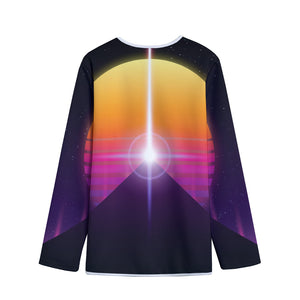 Synthwave Pyramid Print Long Sleeve Short Coat