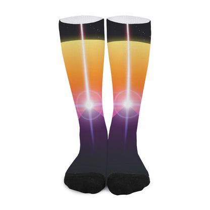 Synthwave Pyramid Print Long Socks
