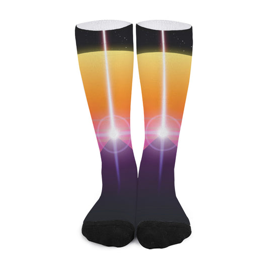 Synthwave Pyramid Print Long Socks