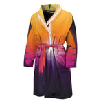 Synthwave Pyramid Print Men's Bathrobe