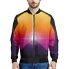 Synthwave Pyramid Print Men's Bomber Jacket