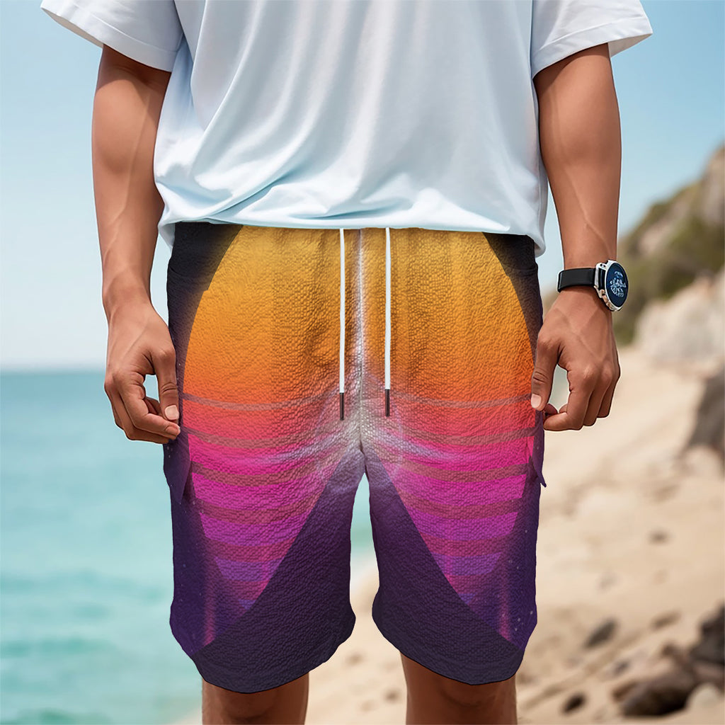 Synthwave Pyramid Print Men's Cargo Shorts