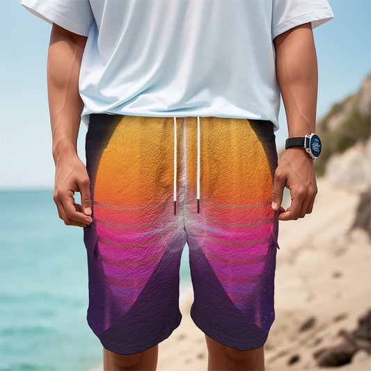 Synthwave Pyramid Print Men's Cargo Shorts