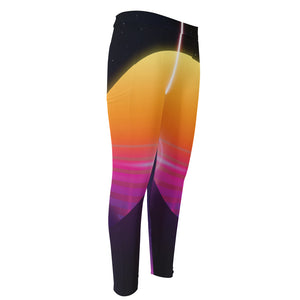 Synthwave Pyramid Print Men's Compression Pants