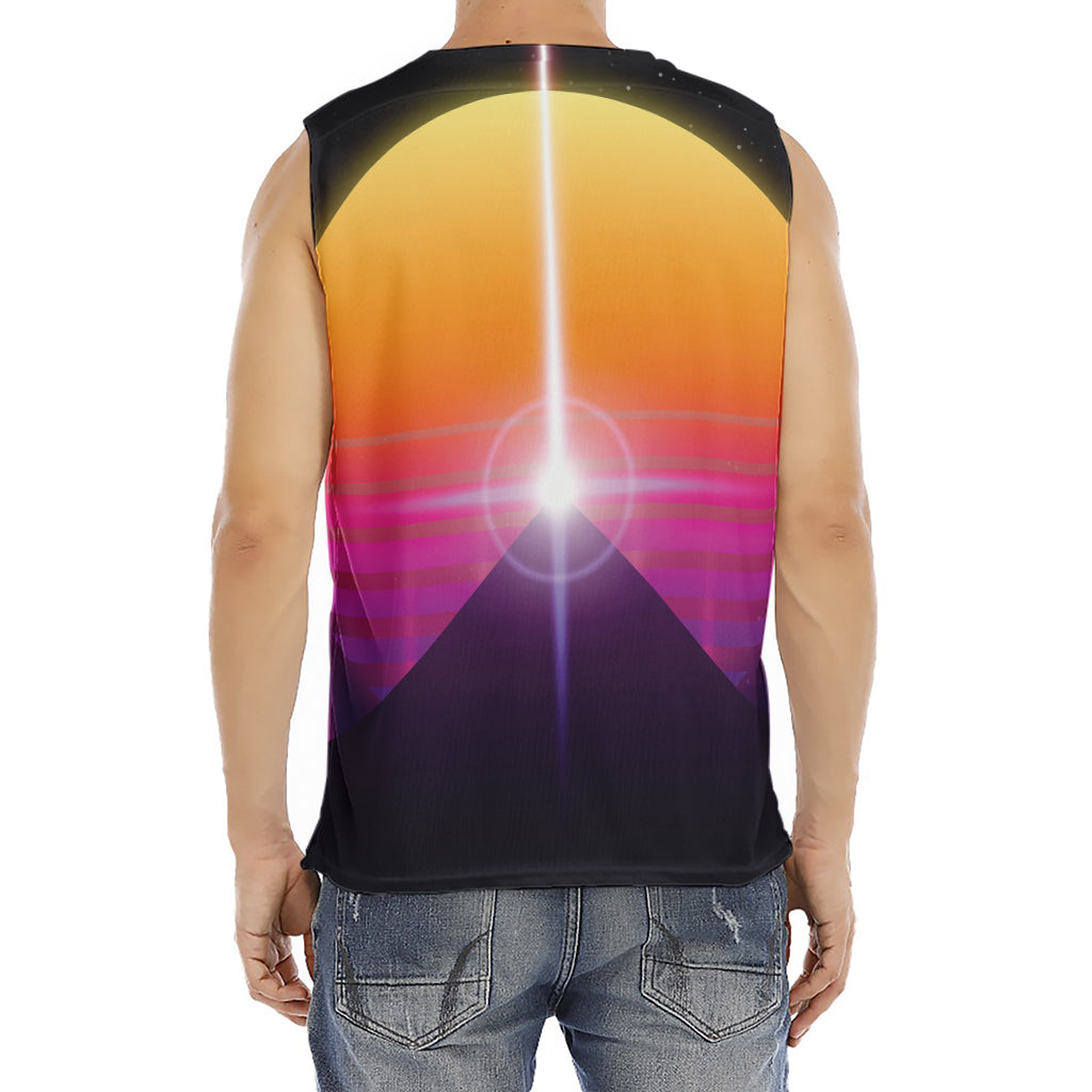 Synthwave Pyramid Print Men's Fitness Tank Top