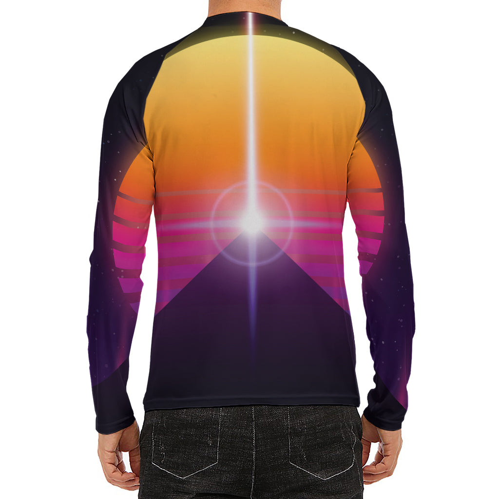 Synthwave Pyramid Print Men's Long Sleeve Rash Guard