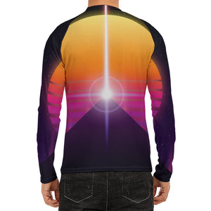 Synthwave Pyramid Print Men's Long Sleeve Rash Guard