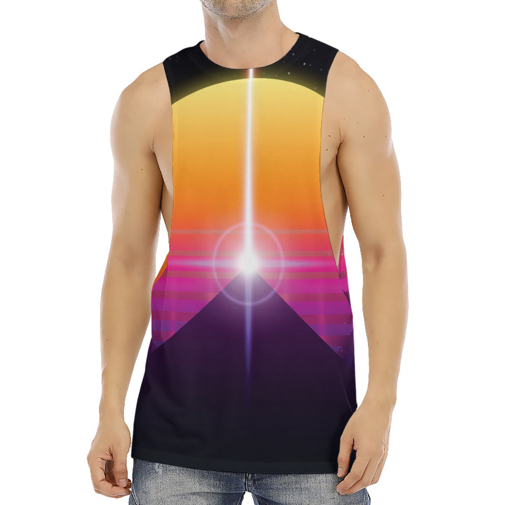 Synthwave Pyramid Print Men's Muscle Tank Top