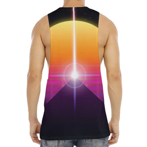 Synthwave Pyramid Print Men's Muscle Tank Top