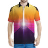 Synthwave Pyramid Print Men's Polo Shirt