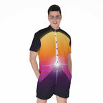 Synthwave Pyramid Print Men's Rompers