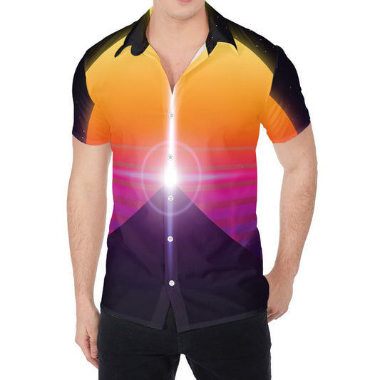 Synthwave Pyramid Print Men's Shirt