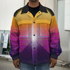 Synthwave Pyramid Print Men's Shirt Jacket