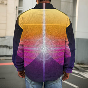 Synthwave Pyramid Print Men's Shirt Jacket