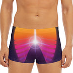 Synthwave Pyramid Print Men's Short Boxer Briefs