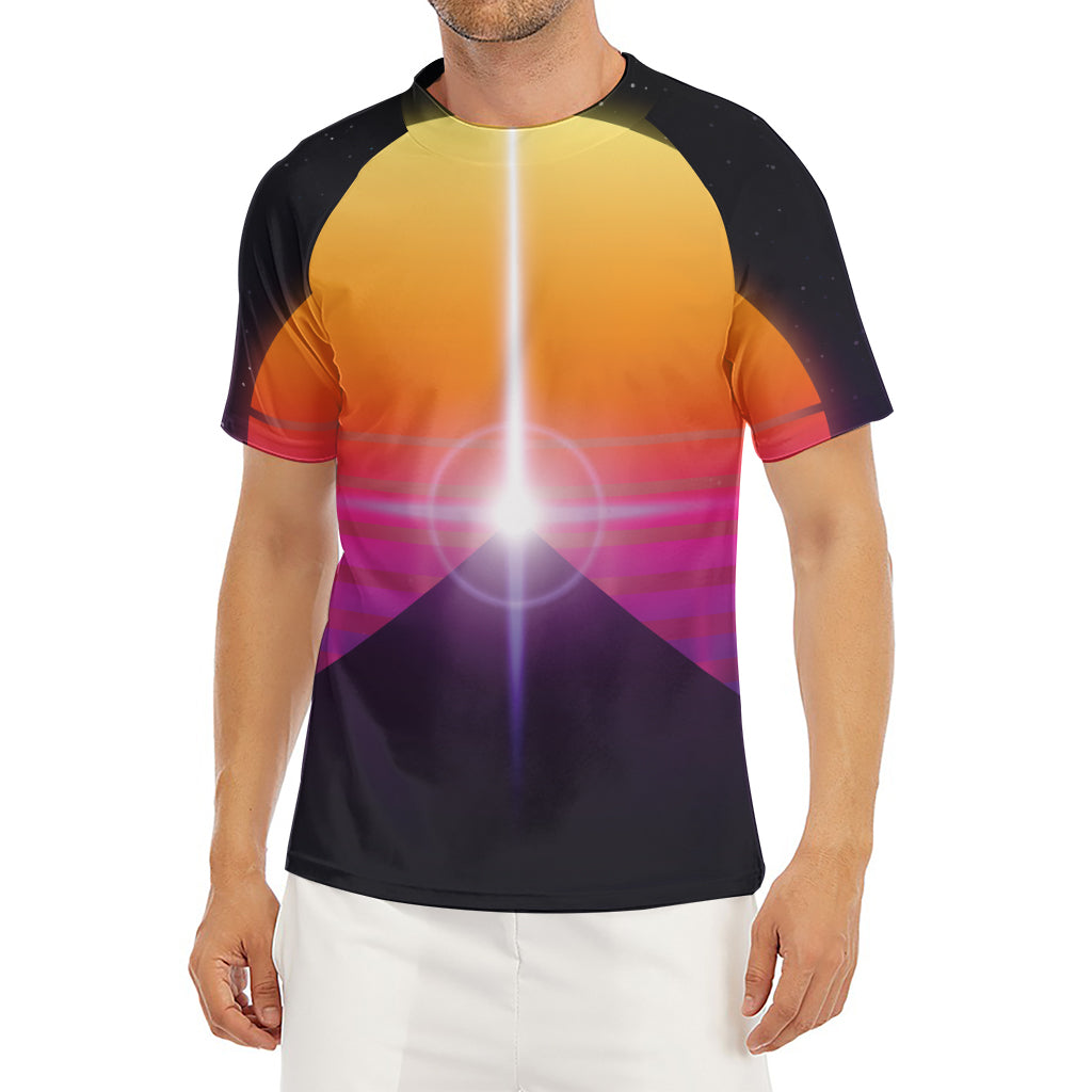 Synthwave Pyramid Print Men's Short Sleeve Rash Guard