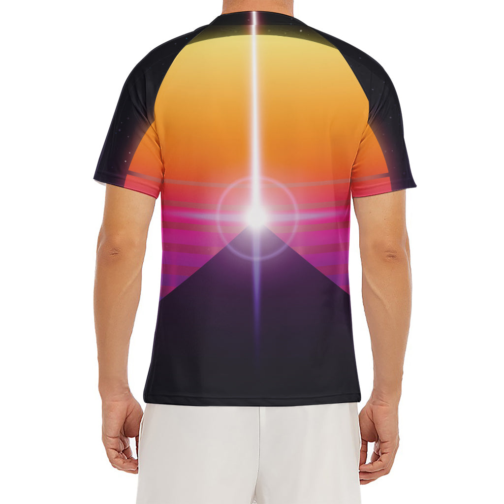 Synthwave Pyramid Print Men's Short Sleeve Rash Guard