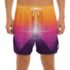 Synthwave Pyramid Print Men's Split Running Shorts