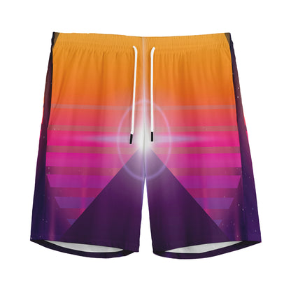 Synthwave Pyramid Print Men's Sports Shorts