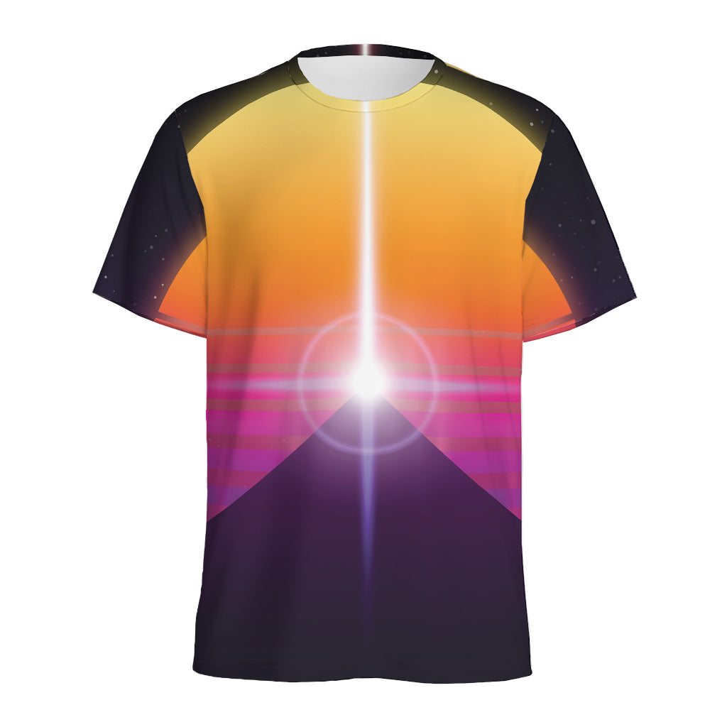 Synthwave Pyramid Print Men's Sports T-Shirt