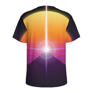 Synthwave Pyramid Print Men's Sports T-Shirt