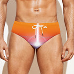 Synthwave Pyramid Print Men's Swim Briefs