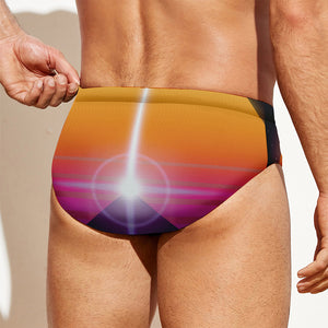 Synthwave Pyramid Print Men's Swim Briefs