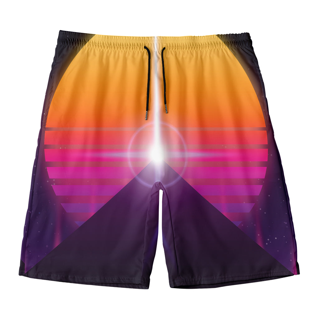 Synthwave Pyramid Print Men's Swim Trunks