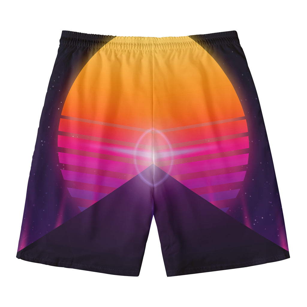 Synthwave Pyramid Print Men's Swim Trunks