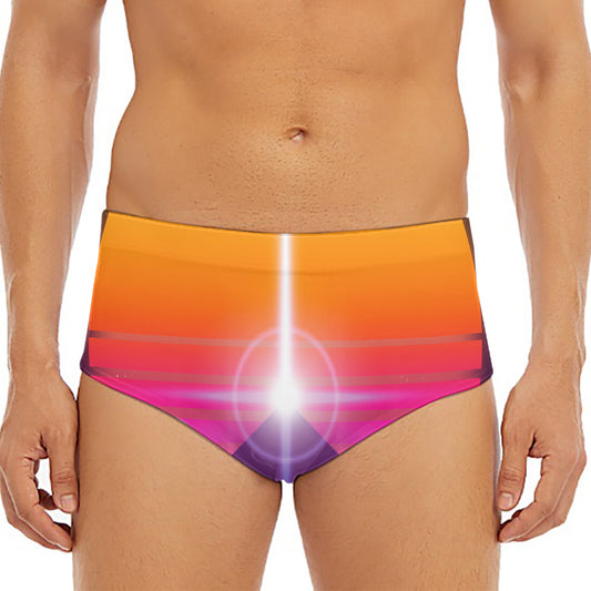 Synthwave Pyramid Print Men's Triangle Swim Briefs