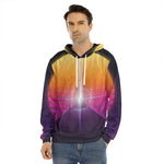 Synthwave Pyramid Print Men's Velvet Pullover Hoodie
