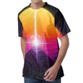 Synthwave Pyramid Print Men's Velvet T-Shirt