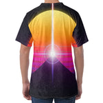 Synthwave Pyramid Print Men's Velvet T-Shirt