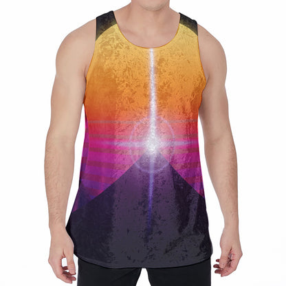 Synthwave Pyramid Print Men's Velvet Tank Top