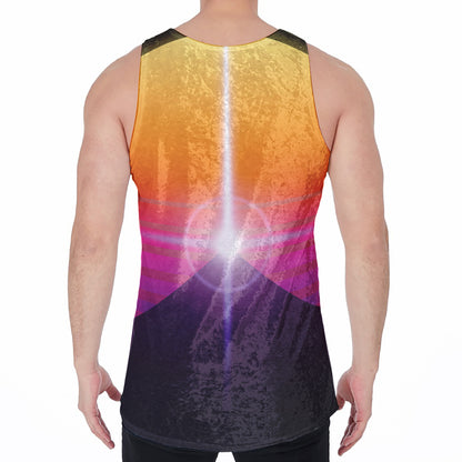 Synthwave Pyramid Print Men's Velvet Tank Top