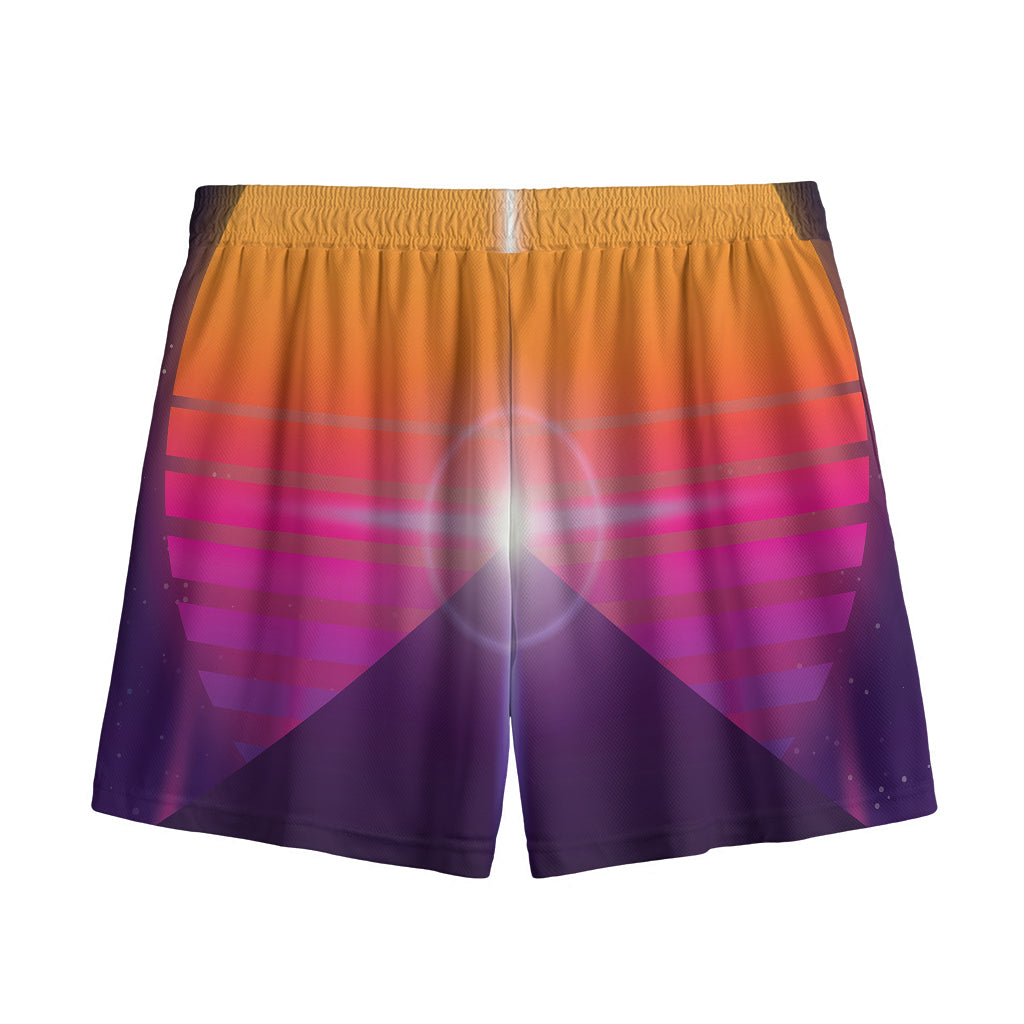 Synthwave Pyramid Print Mesh Shorts