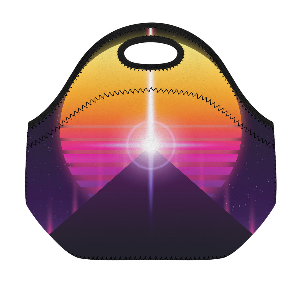 Synthwave Pyramid Print Neoprene Lunch Bag