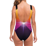 Synthwave Pyramid Print One Piece Swimsuit